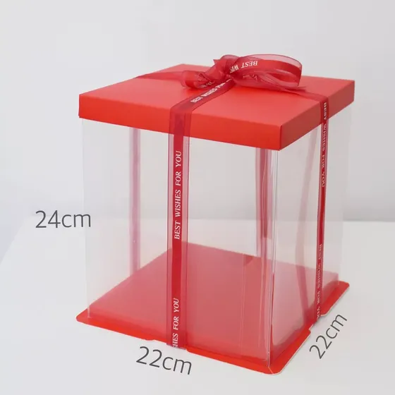 Caja 22 X 22 X 24cm Torta Postre Transparente Tpr