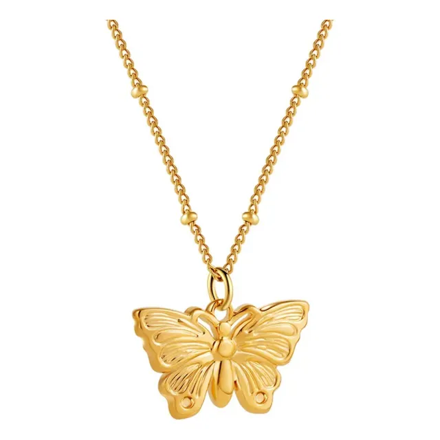 Collar De Mujer De Mariposa En Acero Inoxida  Chapado En Oro