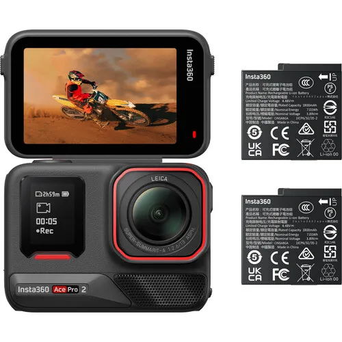 Cámara Insta360 Ace Pro 2 Action Bundle (2 baterías) sin interés, color negro