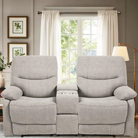 Baijiawei Sofa Biplaza Reclinable Doble Asiento Cine Casa 2