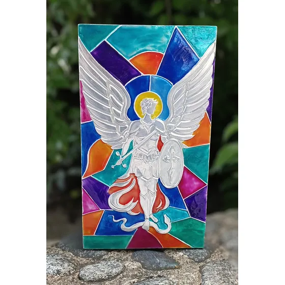 Cuadro De San Miguel Arcángel Yessart Repujado En Aluminio