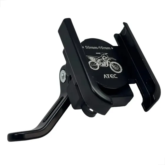 Suporte Celular Aluminio Moto Retrovisor Carregador Scooter Preto