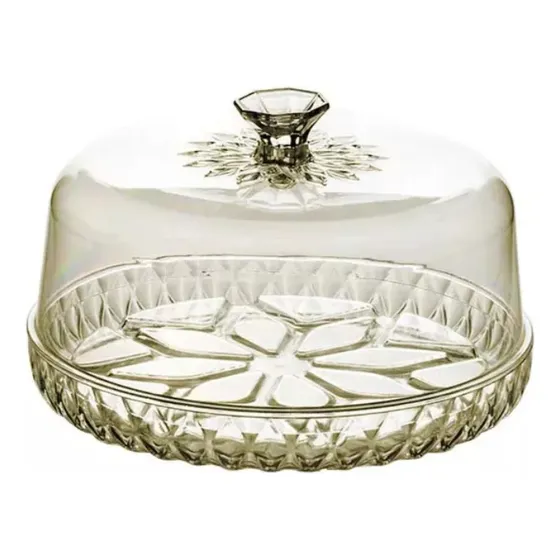 Queijeira Cristal Glamour Com Tampa 18cm Em Acrílico Cor Citrino