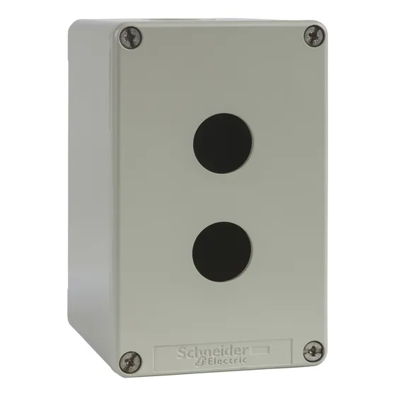 Empty Enclosure, Zinc Alloy, Grey Ral 7032, 2 Cut-outs, Ø22