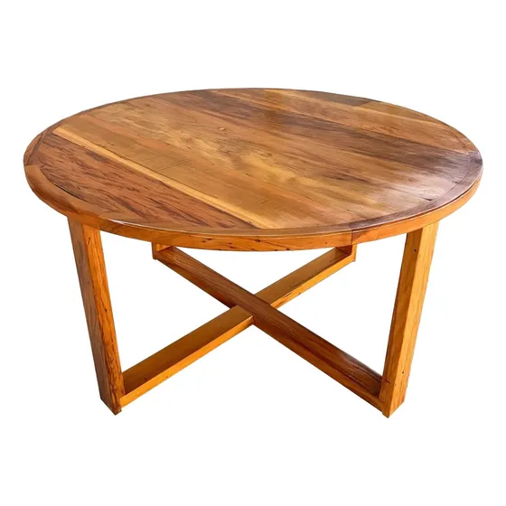 Mesa De Jantar Redonda Rustica 8 Lugares Madeira Demolição