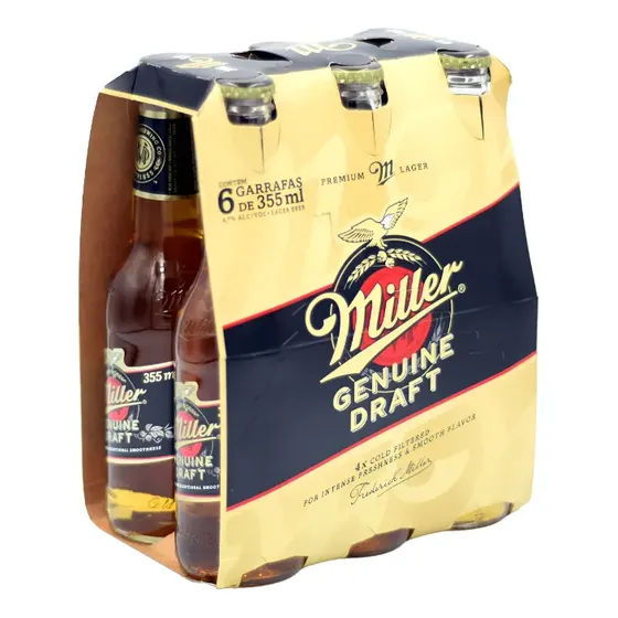 Cerveja Miller Genuine Draft - 6 Long Necks De 355ml