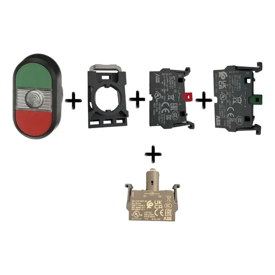 Kit Botón Mpd1-11c+ Base Mcbh-00 +mcb-10 Na+ Mcb-01 Nc+ Led