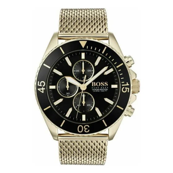 Relógio Hugo Boss 1513703 Masc Malha Dourado Original C/ Nfe
