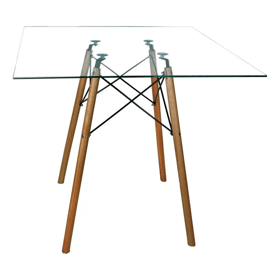 Mesa Jantar Quadrada Vidro 80cm Eiffel Charles Eames