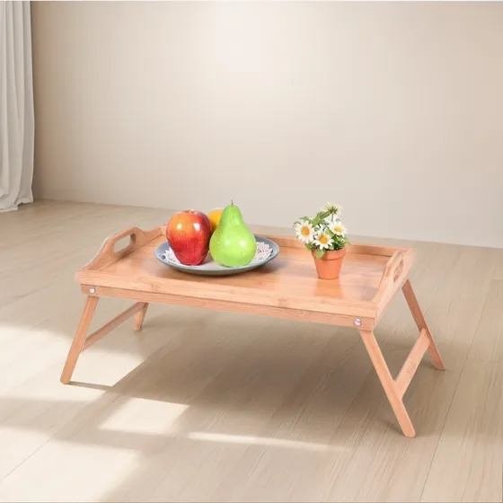 Mesa Bandeja Desayuno De Bambú Para Cama Plegable Portátil 