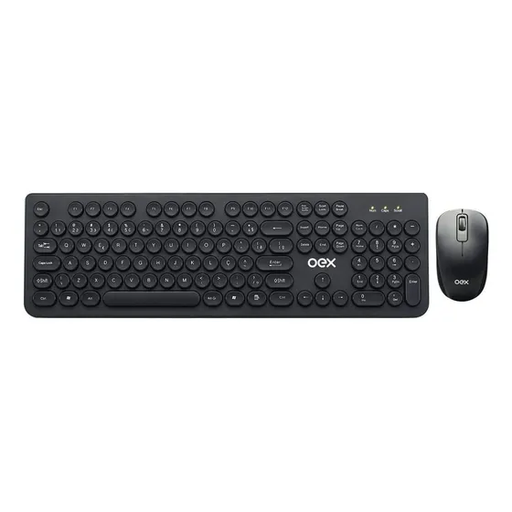 Kit de teclado e mouse sem fio OEX TM410 Português Brasil de cor preto