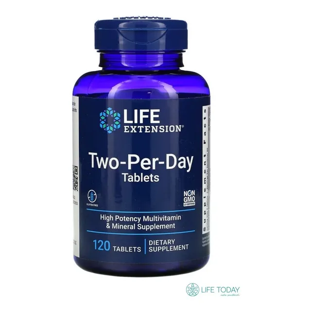 Multivitamínico Two Per Day 120 Tablets Life Extension Sabor Sem sabor