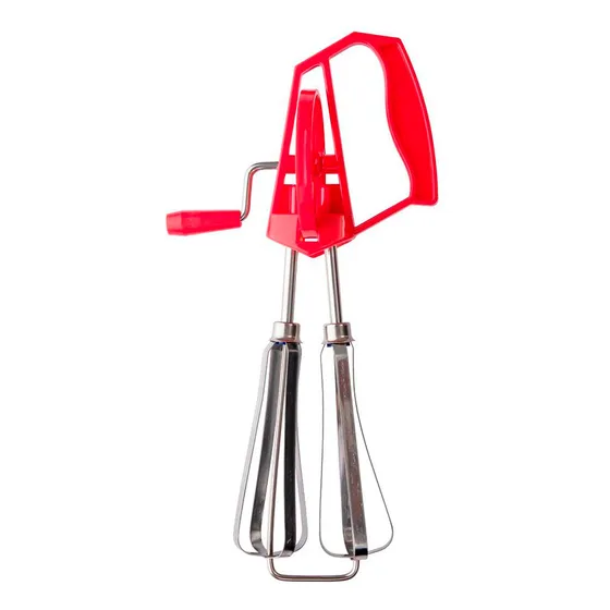Batedor De Ovos Vermelho Manivela Giratório Batedeira Manual