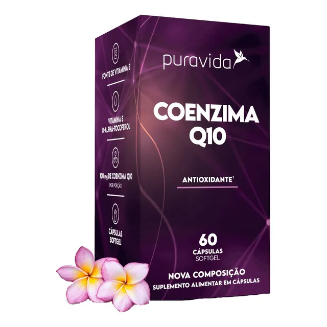 Coenzima Q10 Pura Vida Coq10, Óleo De Coco & Vitamina E Sabor Neutro 60 caps