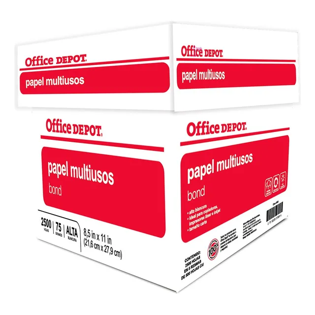 Caja De Papel Office Depot 92283 Carta 2500 Hojas Blanco