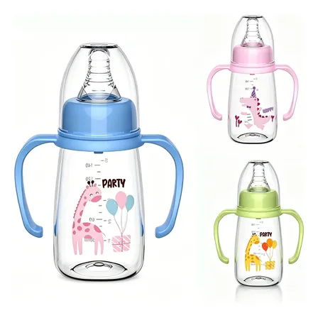 Copo Infantil Transição Silicone Com Alça E Bico Para Bebê Azul 180ml