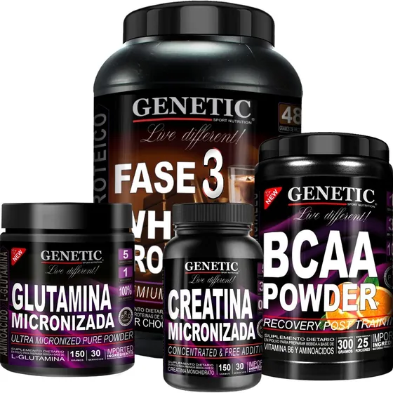 Masa Muscular Fase 3 Protein Glutamina Bcaa Creatina Genetic