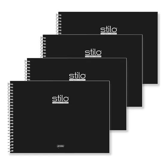 Caderno De Desenho Cartografia Capa Dura 80 Fls Kit Com 4 Un