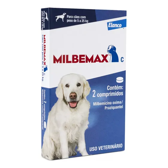 Vermifugo Milbemax Para Cães De 5 A 25kg C/ 2 Comprimidos