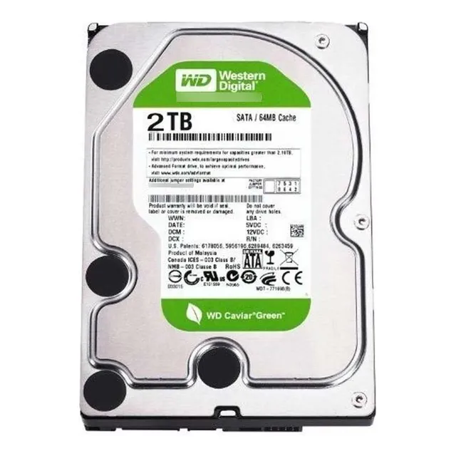 Disco Rigido 2tb Western Green Sata Camara Dvr Cctv Bakcup