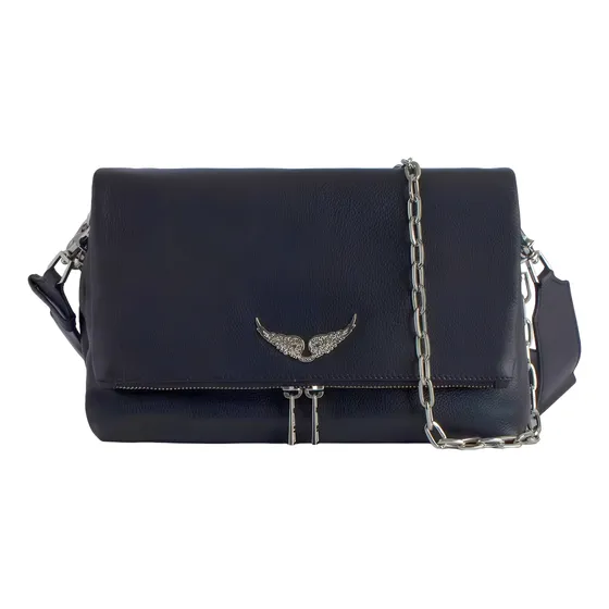 Cartera - Bolso De Mano - Bandolera Zadig & Voltaire Rocky Negro Lisa Níquel Negro