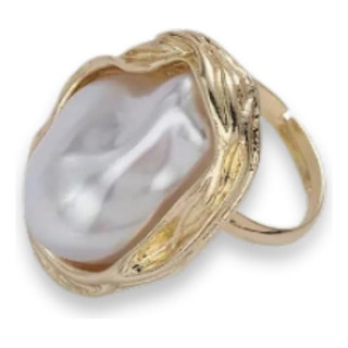 Abc Style Anillo Ajustable Perla Grande Barroco De Chapa De Abc Style Anillo Ajustable Perla Grande Barroco De Chapa De