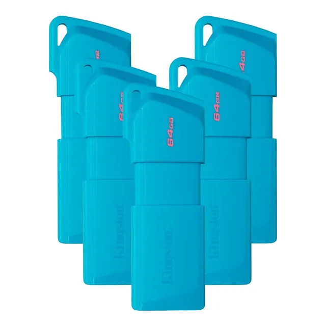 Kit 5 Memorias Usb Kingston 64gb 3.2 Data Kc-u2l64-7lb Color Azul Claro Lisa