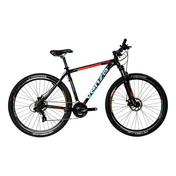 Venzo Mountain Bike Skyline R29 M 21v frenos de disco hidráulico cambios Shimano Tourney TX color Negro/Celeste/Rojo