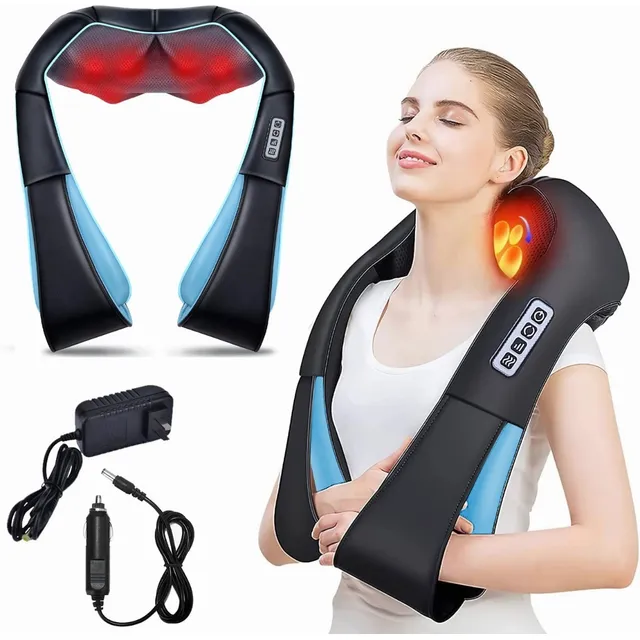 Masajeador Shiatsu De Cuello Portátil Con 8 Cabezales de Masaje Integrados Masajeador de Hombros Cuello Eléctrico 3 Niveles de Velocidad En Oficina Casa