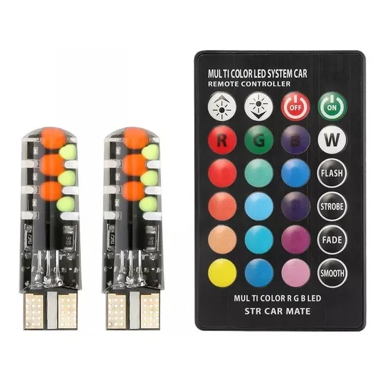Bombillo Muelitas T10 Led Multicolor Rgb Control Remoto