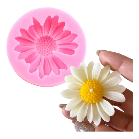Molde Silicona Flor Margarita 7cm Fondant Vela Jabon Color Rosa