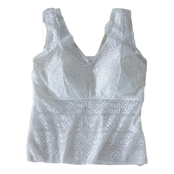 Elegante Chaleco De Encaje Con Cuello En V Para Mujer