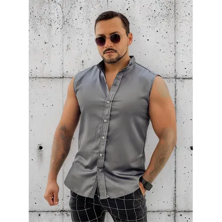 Camisa Slim Masculina Right Time Gola Padre Acetinada