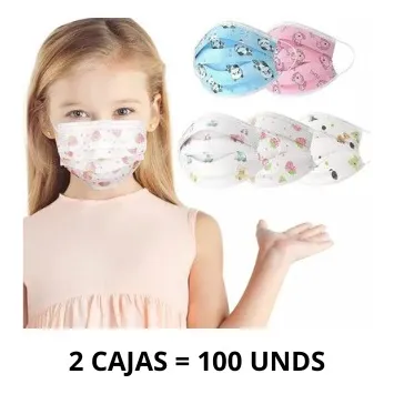 Mascarilla Tapabocas Tapa Boca Quirúrgicos Desechable Niños 