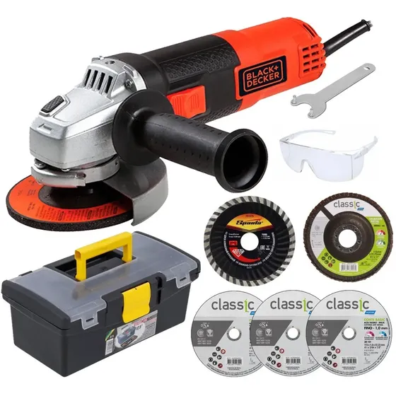 Lijadora Black & Decker G720 de 7 piezas, con caja naranja, frecuencia 50 Hz/60 Hz
