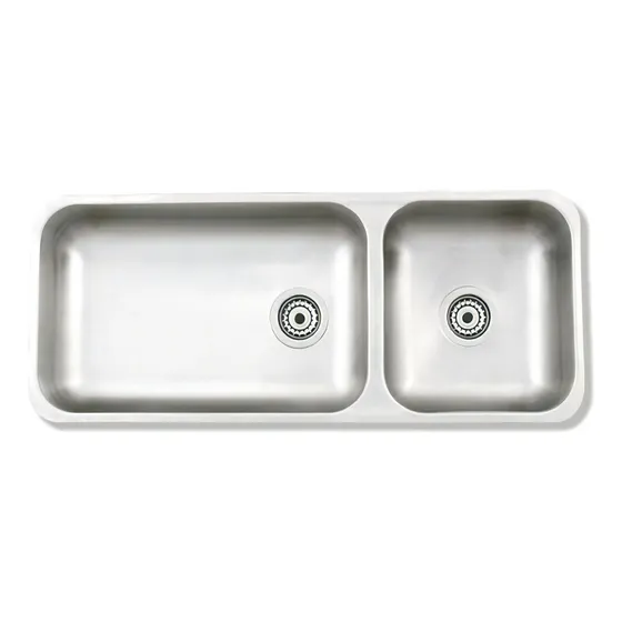 Bacha Acero Inoxidable Mi Pileta Doble 408 96x37 Bajo Mesada Color Plateado
