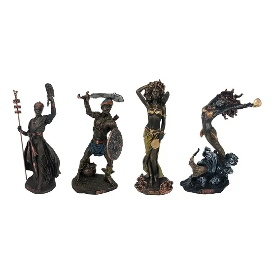 Kit Imagem Orixá Oxalá Ogum Oxum Iemanjá Em Resina Decoração