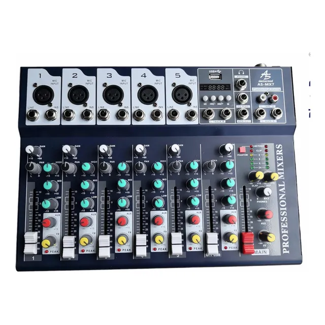 Mixer Américan Sound 7 Canales Usb Bluetooth 