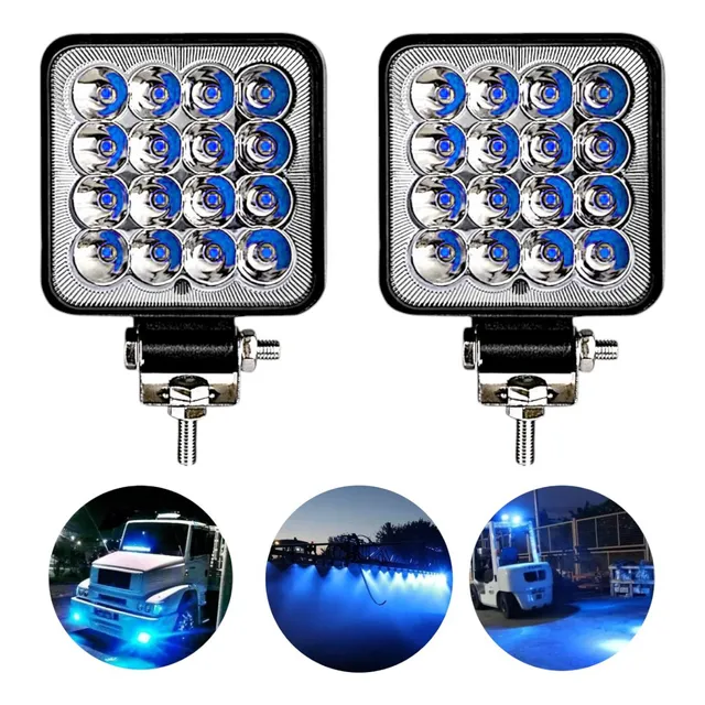 Par Farol Led Lente Azul Pulverização Noturna 16 Leds 48w