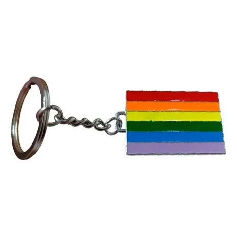 Llavero Con Dije Geométrico Con Bandera Lgbt A Rayas Nuevo