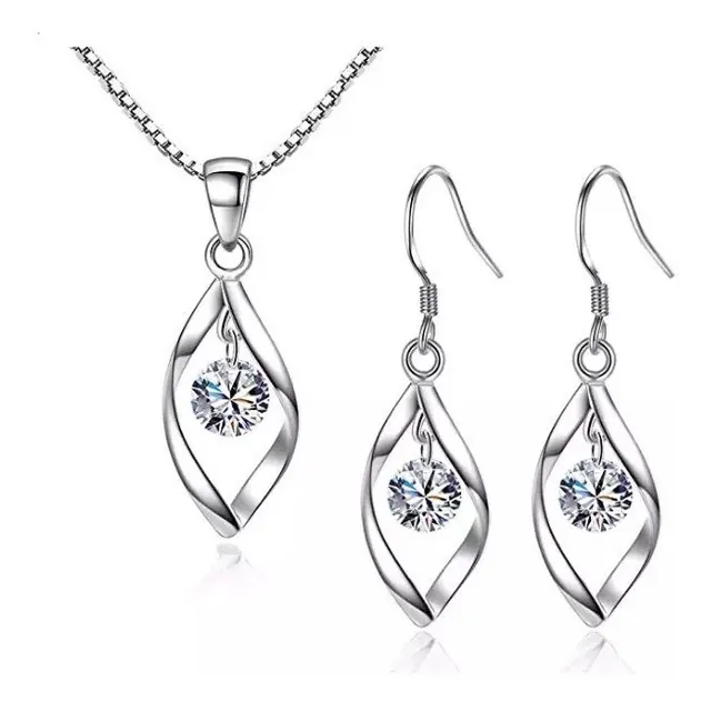  Collar Y Aretes, Baño De Plata 925