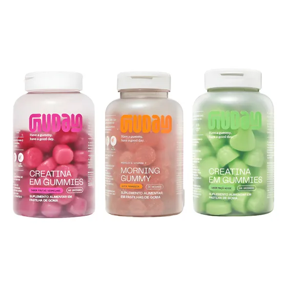 Kit Guday Creatina Em Gomas + Morning Gummy Total 180 Gomas Sabor Frutas Vermelhas Maçã Verde E Framboesa