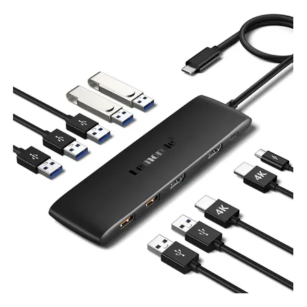 Lemorele Tc300 Usb Hub Usb C 4k Docking Station Type C Preto