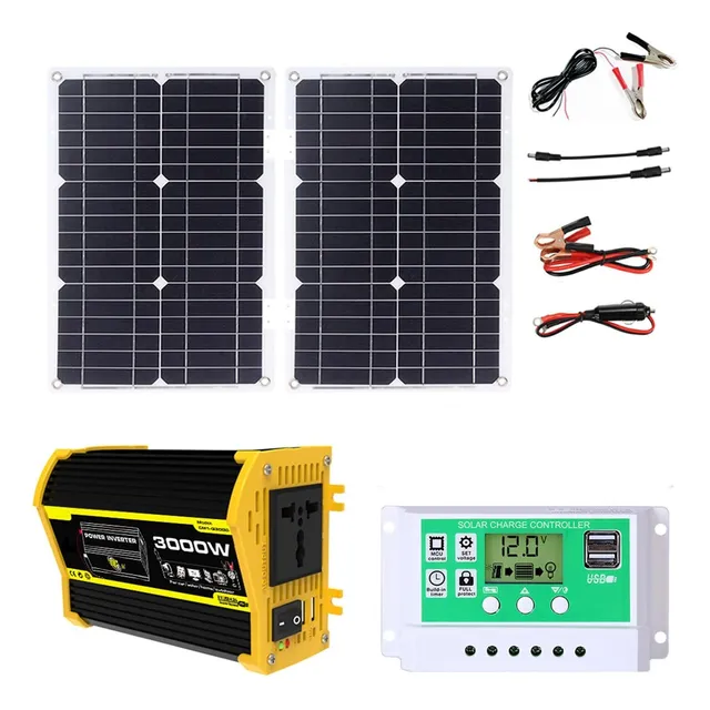 Kit De Panel Solar 50w Regulador De 50a Inversor 3000w 110v