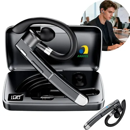 Fone De Ouvido Bluetooth5.4 Semfio Profissional Estojo Led Com Microfone E Cancelamento De Ruído Cvc 8.0 Para Home Office E Chamadas Preto