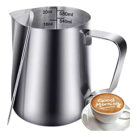 Bule Jarra Leiteira Barista 600ml Inox Prata + Caneta Latte Bule Jarra Leiteira Barista 600ml Inox Prata + Caneta Latte