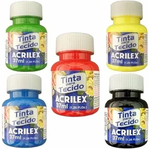 Set Pintura Tela Acrilex 6 Colores Basicos