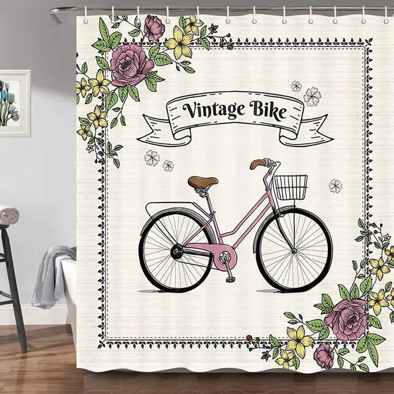Cortina Ducha Vintage Estilo Casa Campo Color Beige 69