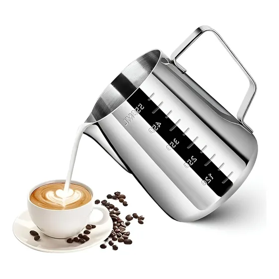 Jarra Leche Acero Lechero Barista Espumador De Leche 550ml Color Plateado / jarra leche acero 550ml