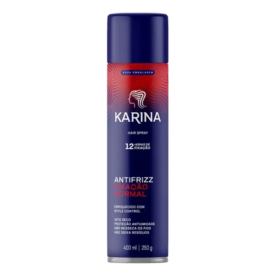 Fixador Karina Hair Spray Fixação Laque Normal 400ml